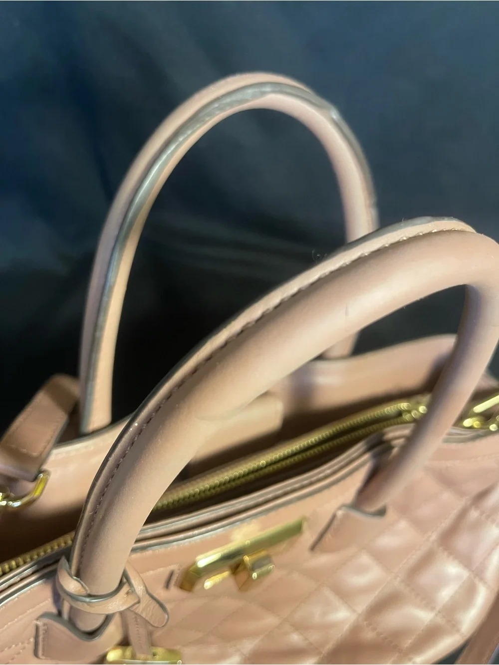 Michael Kors Blush Quilted Leather Satchel with Gold Hardware